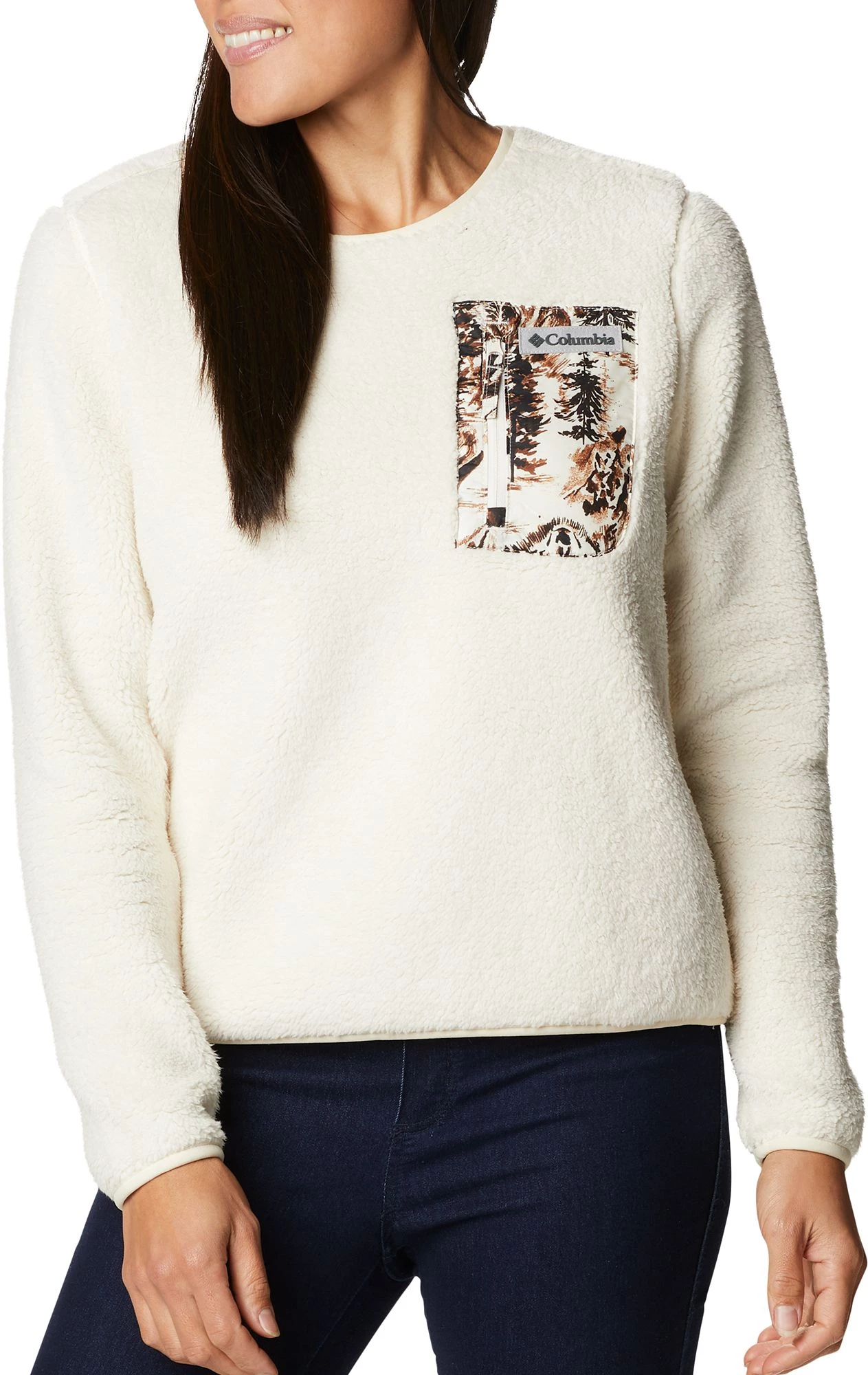 Columbia Women's West Bend Crewneck Sweatshirt Chalk/chalk Wolfscape 3 Columbia Women's West Bend Crewneck Sweatshirt Chalk/chalk Wolfscape