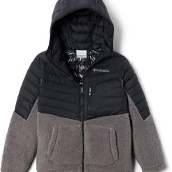 Columbia Boys' Powder Lite Novelty Hooded Jacket Black/city Grey