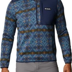 Columbia Men's Sweater Weather Printed 1/2 Zip Fleece Pullover Cnyn Bl Blnkt Prnt/cl Nvy
