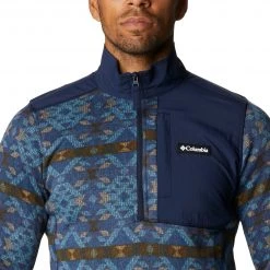 Columbia Men's Sweater Weather Printed 1/2 Zip Fleece Pullover Cnyn Bl Blnkt Prnt/cl Nvy -Columbia Sales Store unnamed file 1680