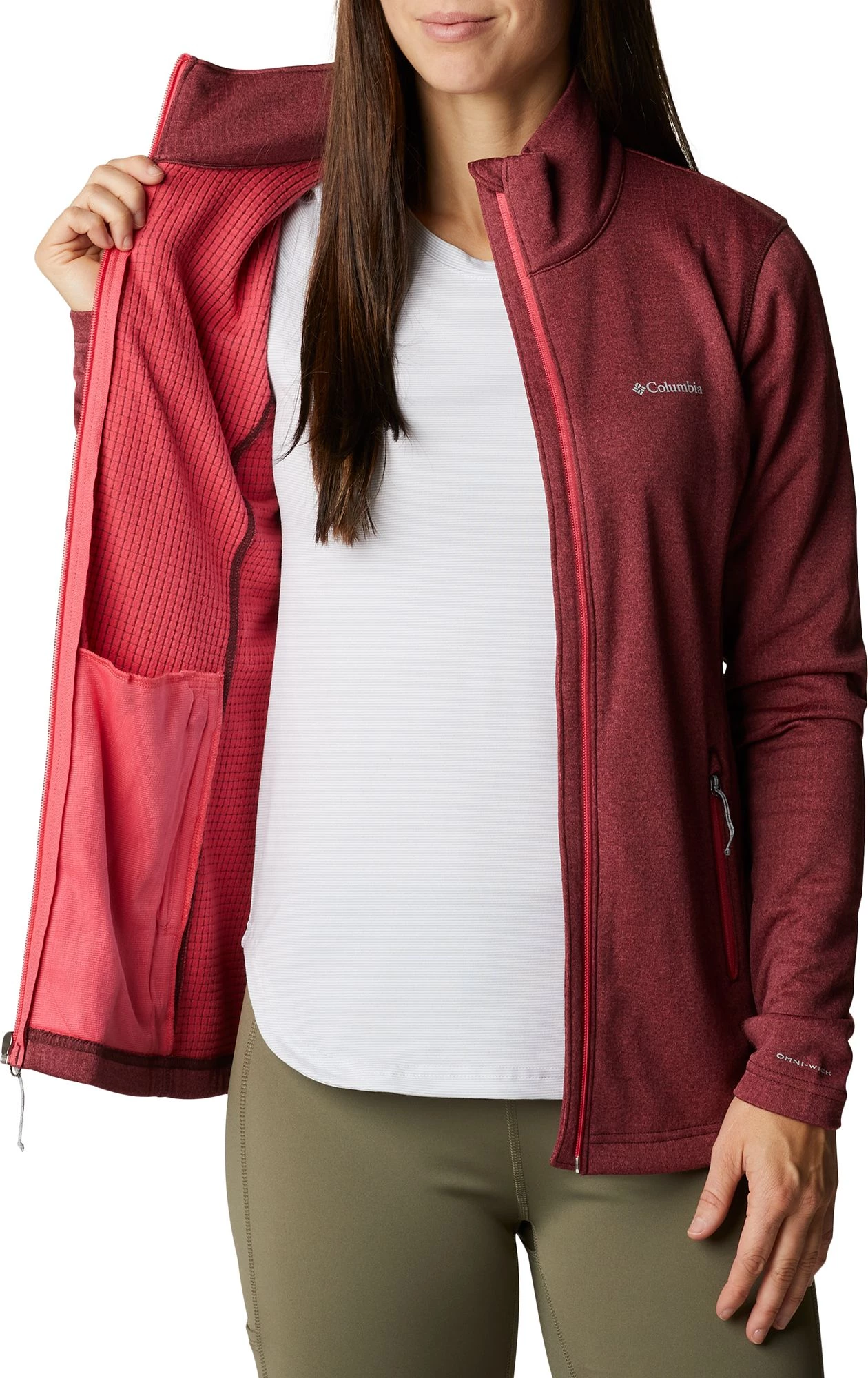 Columbia Women's Park View Grid Full Zip Fleece Jacket Bright Geranium Heather 6 Columbia Women's Park View Grid Full Zip Fleece Jacket Bright Geranium Heather - Image 4