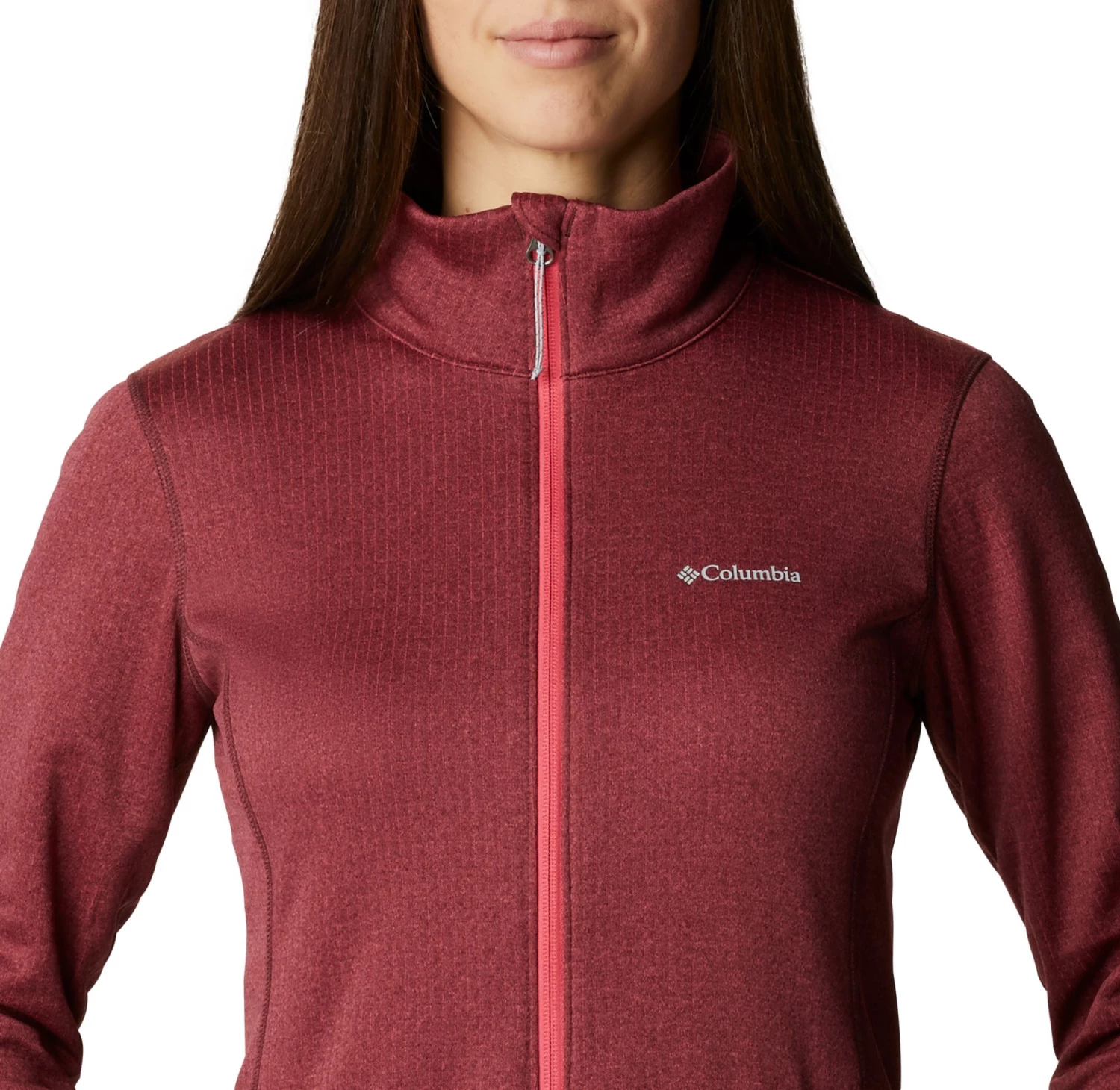 Columbia Women's Park View Grid Full Zip Fleece Jacket Bright Geranium Heather 7 Columbia Women's Park View Grid Full Zip Fleece Jacket Bright Geranium Heather - Image 5