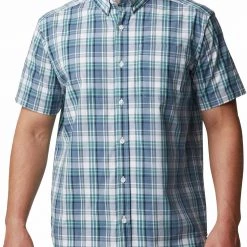 Columbia Men's Big & Tall Rapid Rivers II Short Sleeve Button Down Shirt Carnelian Red Large Plaid