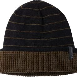 Columbia Men's City Trek Reversible Beanie Black Stripe/olive Green