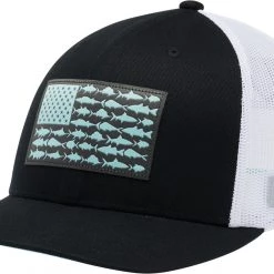 Columbia PFG Fish Flag Mesh Snapback Hat For Women Black/white