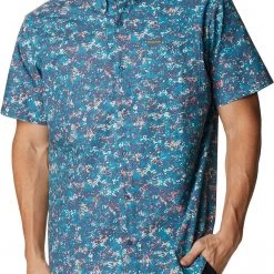 Columbia Men's Brentyn Trail II Short Sleeve Shirt Deep Marine Dtty Disguise