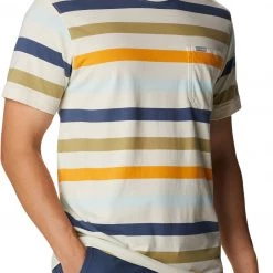 Columbia Men's Glendoveer Pocket Short Sleeve T-Shirt Chalk Everyday Stripe -Columbia Sales Store unnamed file 2630