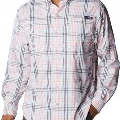 Columbia Men's PFG Super Tamiami Long Sleeve Shirt Metal Gingham