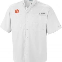 Columbia Men's Clemson Tigers White Tamiami Performance Shirt