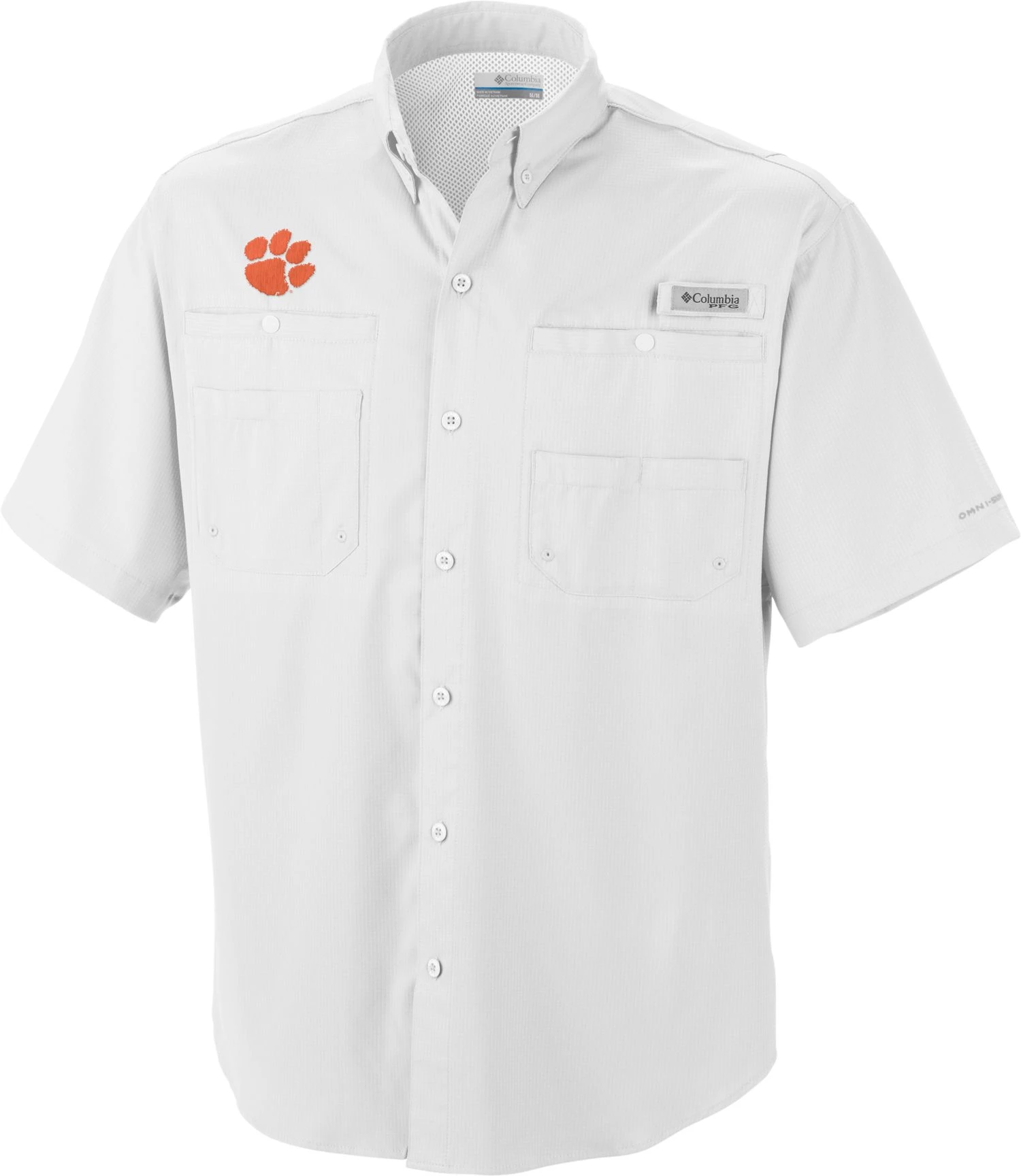 Columbia Men's Clemson Tigers White Tamiami Performance Shirt 3 Columbia Men's Clemson Tigers White Tamiami Performance Shirt