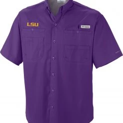Columbia Men's LSU Tigers Purple Tamiami Performance Shirt