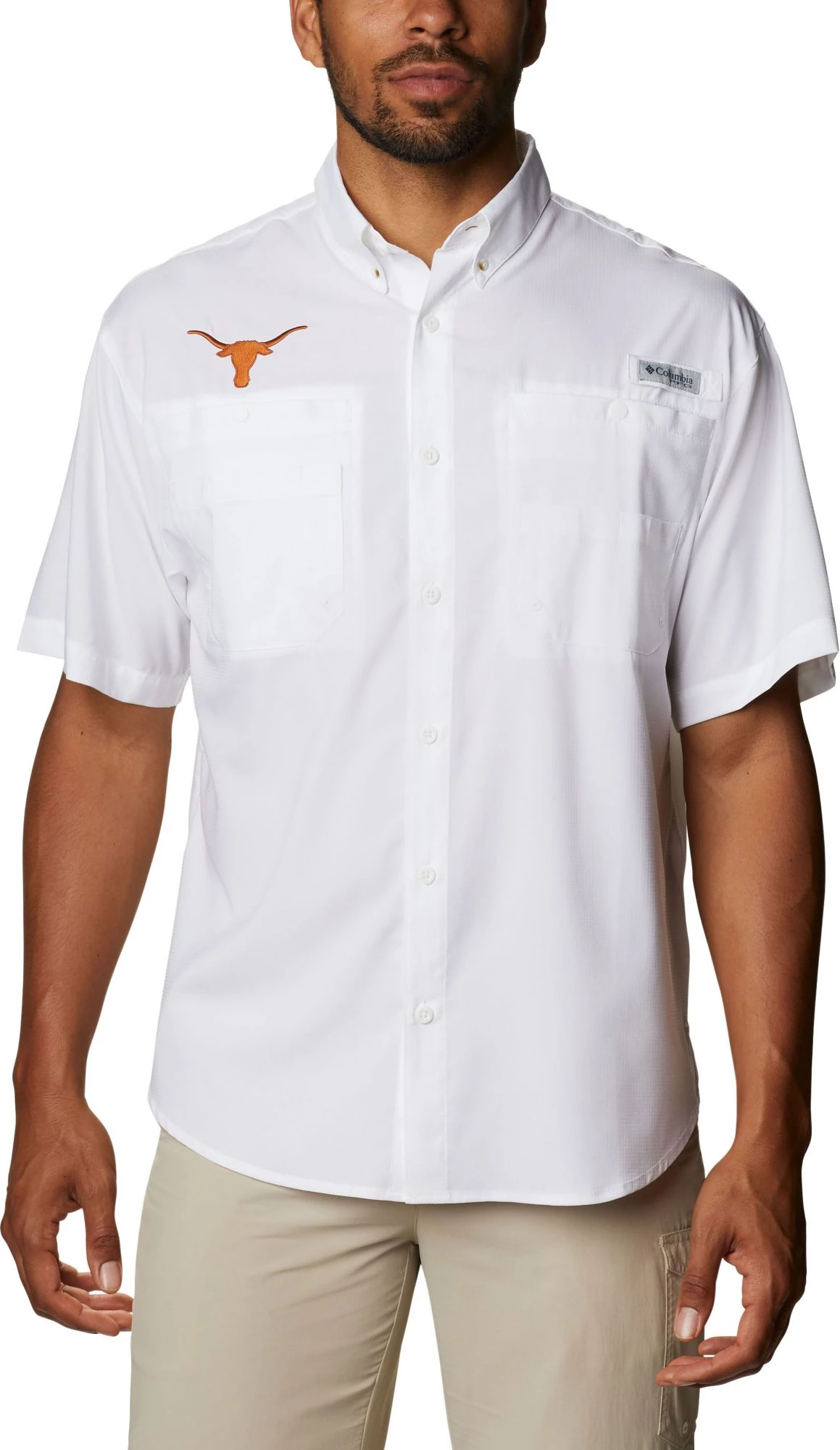 Columbia Men's Texas Longhorns Tamiami Performance White Shirt 3 Columbia Men's Texas Longhorns Tamiami Performance White Shirt