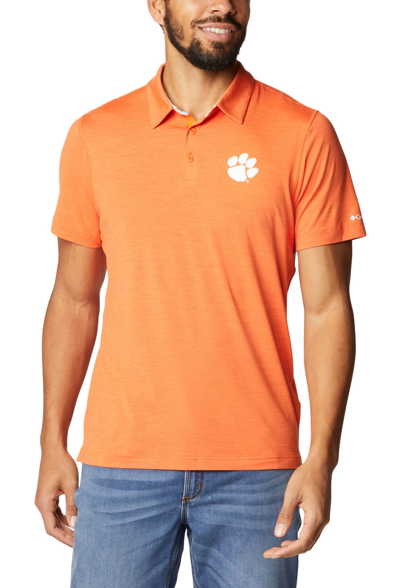 Columbia Men's Clemson Tigers Orange Tech Trail Polo 3 Columbia Men's Clemson Tigers Orange Tech Trail Polo