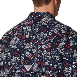 Columbia Men's Trollers Best Short Sleeve Button Down Shirt Sorbet Holiday Spirits Pr -Columbia Sales Store unnamed file 3026