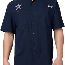 Columbia Men's Dallas Cowboys Tamiami Navy Woven T-Shirt