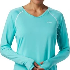 Columbia Women's PFG Tamiami Heather Knit Long Sleeve Shirt Dolphin/white -Columbia Sales Store unnamed file 3142