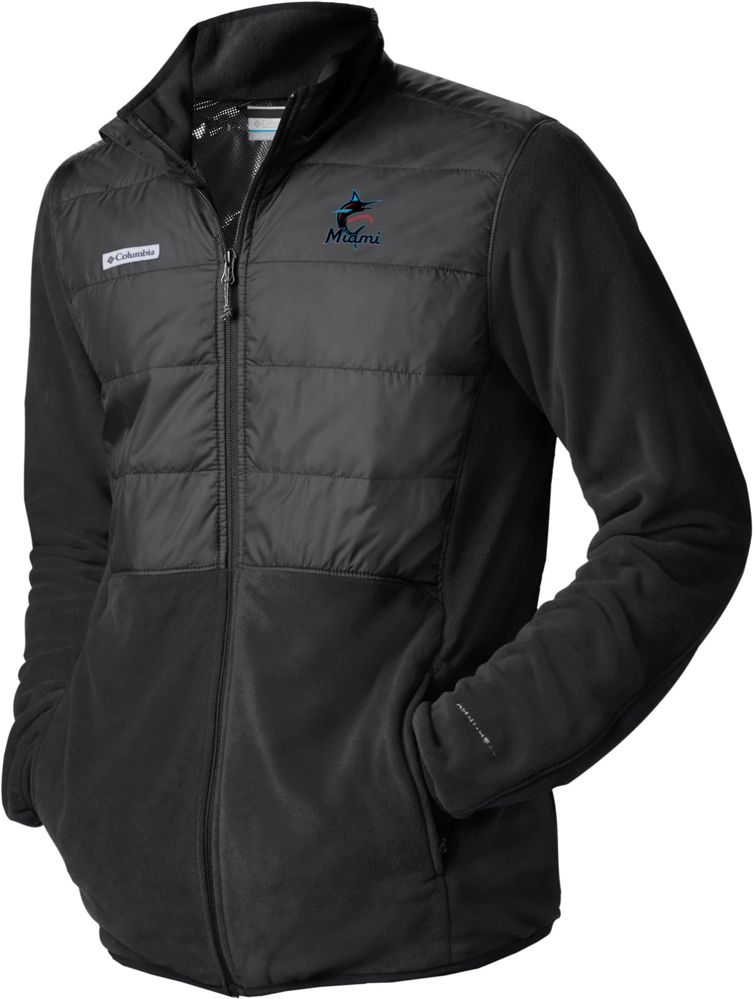 Columbia Men's Miami Marlins Black Full-Zip Fleece Jacket 3 Columbia Men's Miami Marlins Black Full-Zip Fleece Jacket