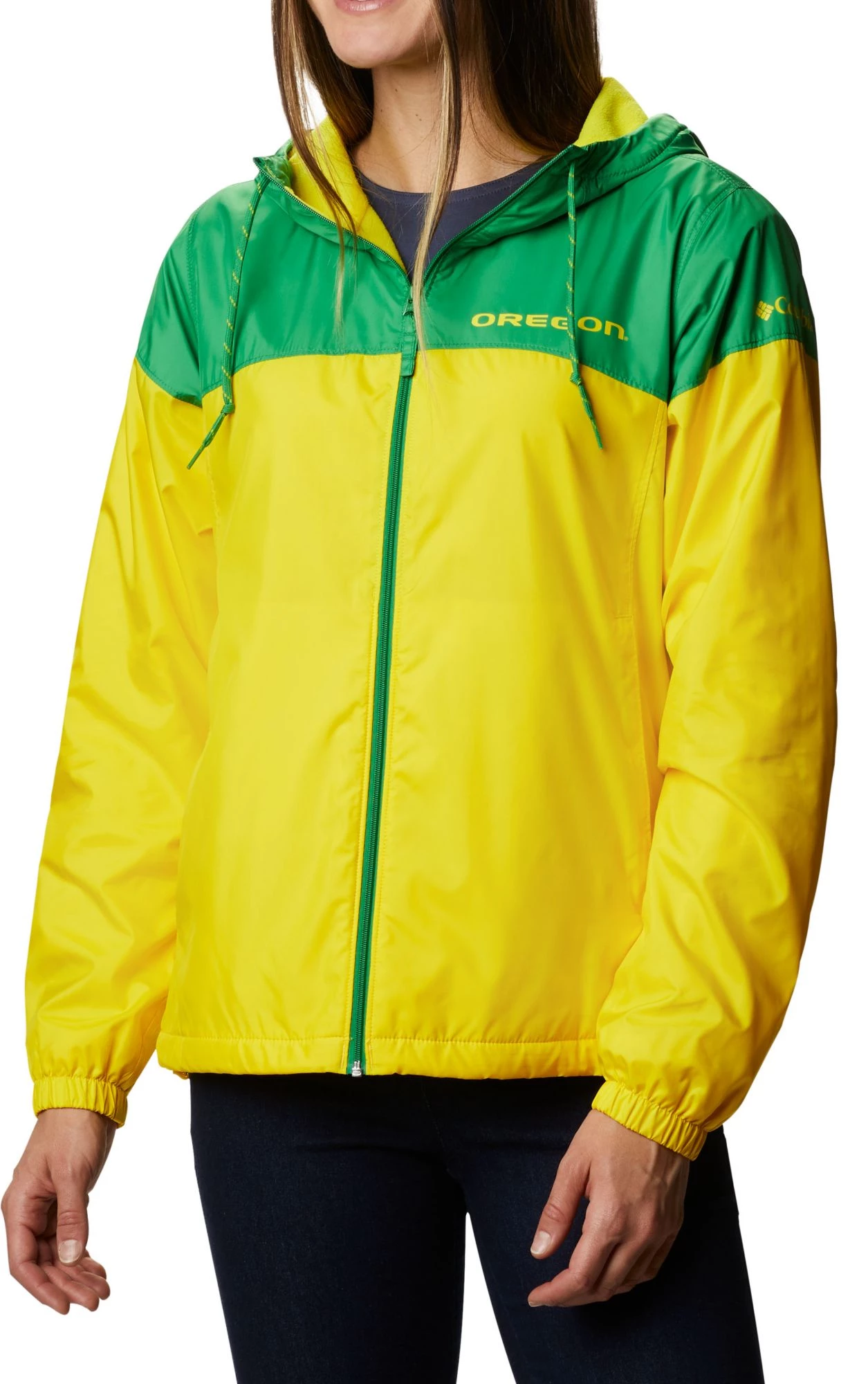 Columbia Women's Oregon Ducks Green/Yellow Flash Forward Lined Jacket 3 Columbia Women's Oregon Ducks Green/Yellow Flash Forward Lined Jacket
