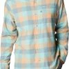 Columbia Men's PFG Slack Tide Flannel Long Sleeve Shirt Harbor Blue Big Gingham -Columbia Sales Store unnamed file 3237
