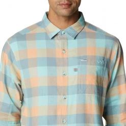 Columbia Men's PFG Slack Tide Flannel Long Sleeve Shirt Harbor Blue Big Gingham -Columbia Sales Store unnamed file 3240