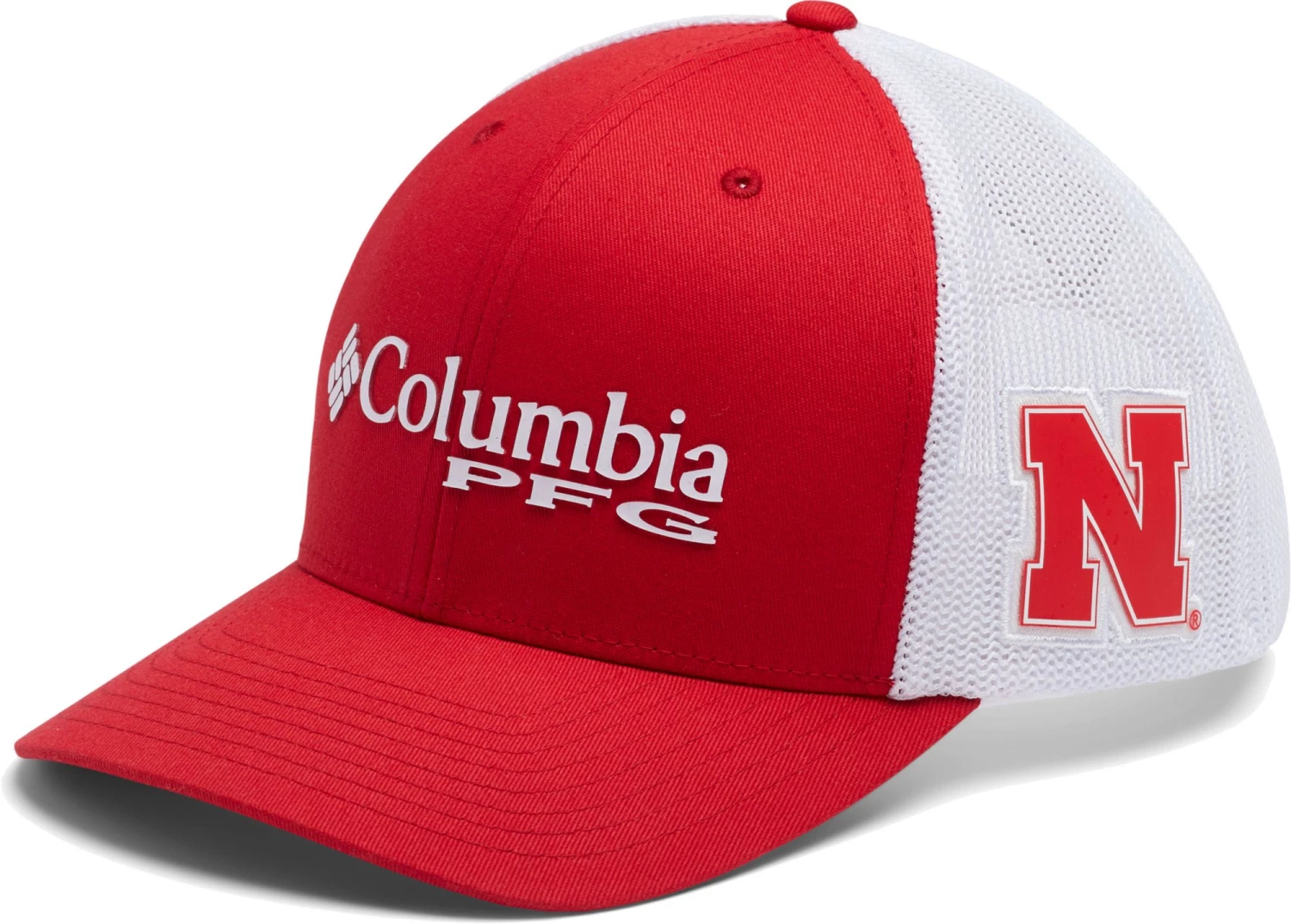 Columbia Men's Nebraska Cornhuskers Scarlet PFG Mesh Fitted Hat 3 Columbia Men's Nebraska Cornhuskers Scarlet PFG Mesh Fitted Hat