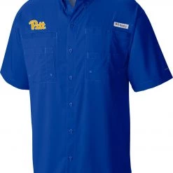 Columbia Men's Pitt Panthers Blue Tamiami Button Down Shirt