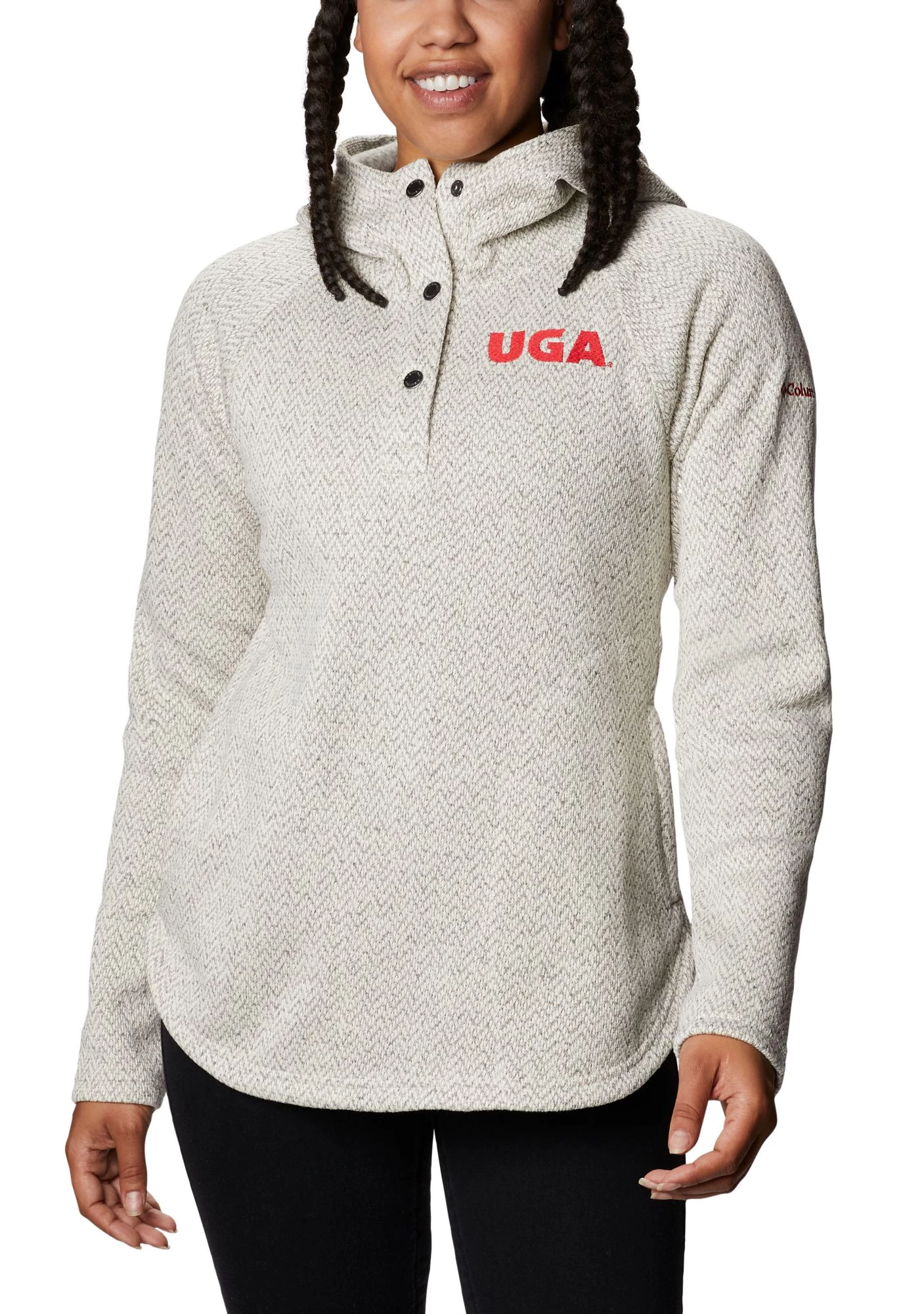Columbia Women's Georgia Bulldogs Darling Days Half-Snap White Hoodie 3 Columbia Women's Georgia Bulldogs Darling Days Half-Snap White Hoodie