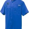 Columbia Men's Memphis Tigers Blue Button-Down Performance Short Sleeve Shirt -Columbia Sales Store unnamed file 3432