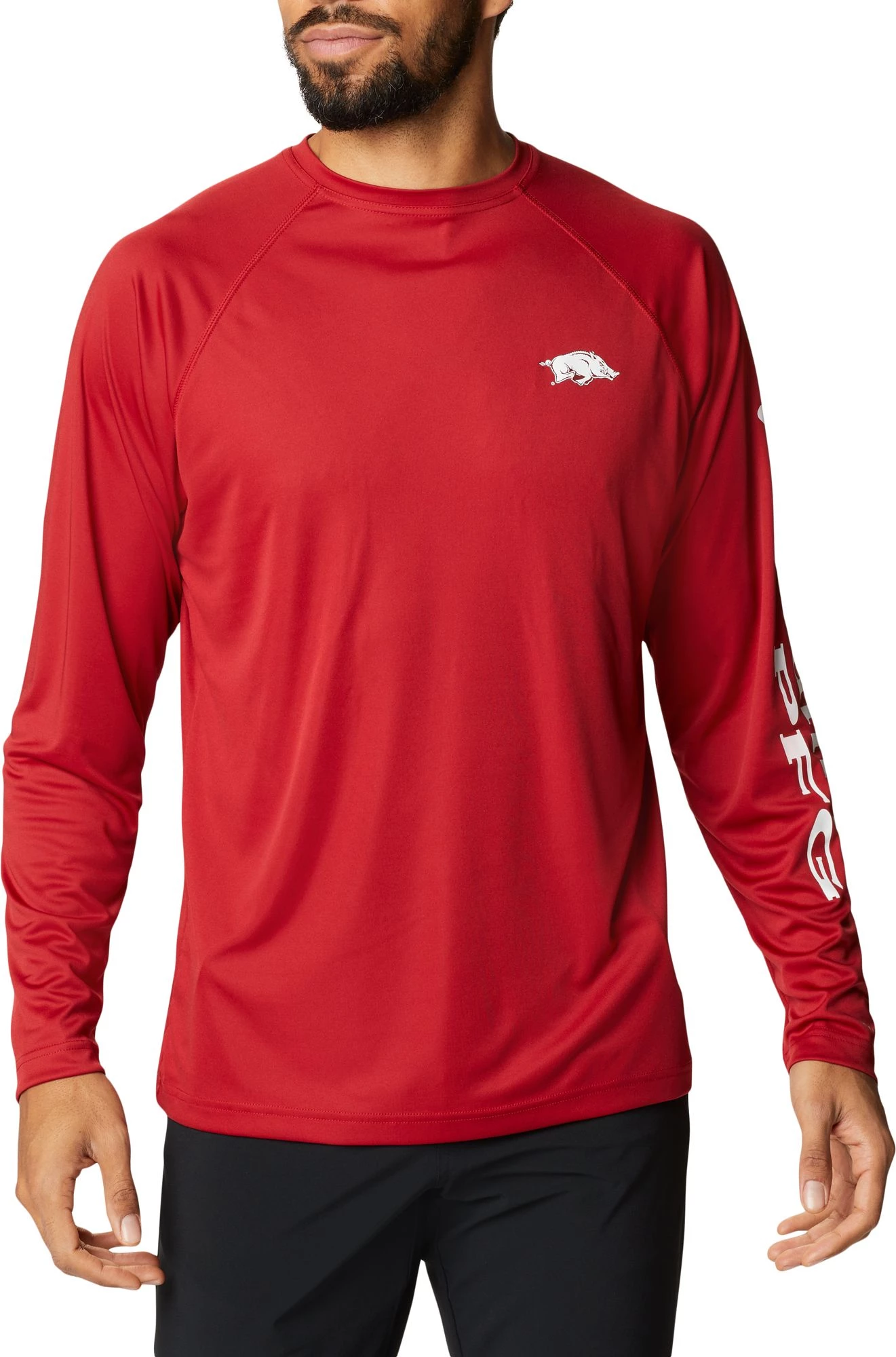 Columbia Men's Arkansas Razorbacks Cardinal Terminal Tackle Long Sleeve T-Shirt 3 Columbia Men's Arkansas Razorbacks Cardinal Terminal Tackle Long Sleeve T-Shirt