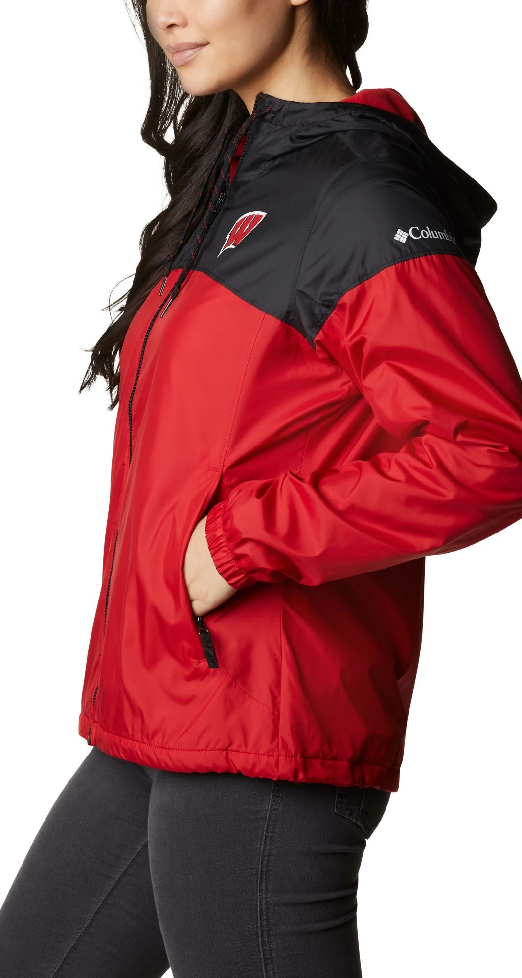 Columbia Women's Wisconsin Badgers Red/Black Flash Forward Lined Jacket 4 Columbia Women's Wisconsin Badgers Red/Black Flash Forward Lined Jacket - Image 2