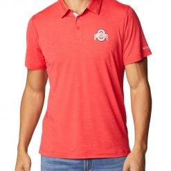Columbia Men's Ohio State Buckeyes Scarlet Tech Trail Polo