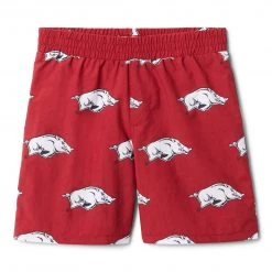 Columbia Youth Arkansas Razorbacks Backcast Printed Performance Cardinal Shorts For Boys'
