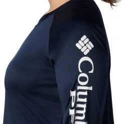 Columbia Women's Plus Size PFG Tidal Tee Long Sleeve Shirt Tiki Pink/white Logo -Columbia Sales Store unnamed file 3685