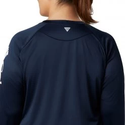 Columbia Women's Plus Size PFG Tidal Tee Long Sleeve Shirt Tiki Pink/white Logo -Columbia Sales Store unnamed file 3687