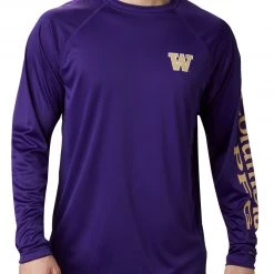Columbia Men's Washington Huskies Purple Terminal Tackle Long Sleeve T-Shirt