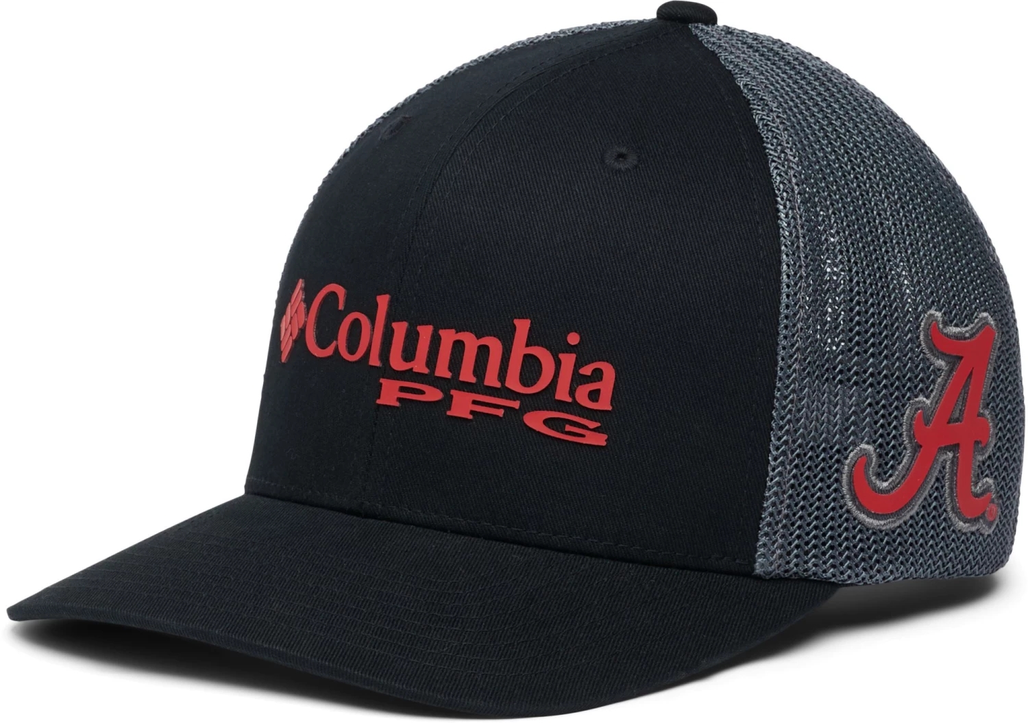 Columbia Men's Alabama Crimson Tide PFG Mesh Fitted Black Hat 3 Columbia Men's Alabama Crimson Tide PFG Mesh Fitted Black Hat