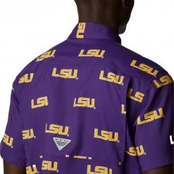 Columbia Men's LSU Tigers Purple Super Slack Button Down Shirt -Columbia Sales Store unnamed file 3726