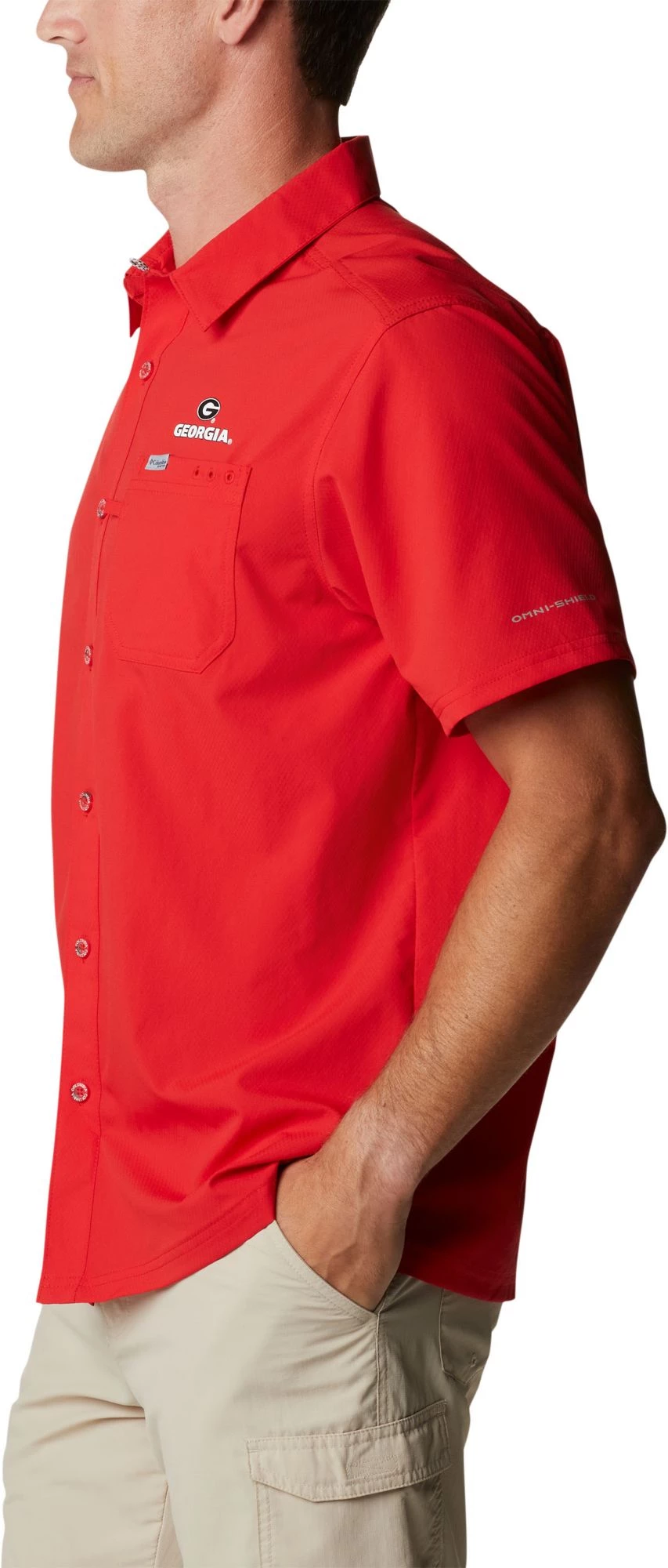 Columbia Men's Georgia Bulldogs Red Slack Tide Button-Down Shirt 4 Columbia Men's Georgia Bulldogs Red Slack Tide Button-Down Shirt - Image 2