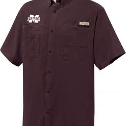 Columbia Men's Mississippi State Bulldogs Maroon Tamiami Short Sleeve Performance Shirt