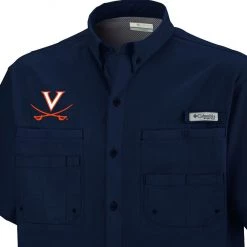 Columbia Men's Virginia Cavaliers Blue Button-Down Performance Short Sleeve Shirt -Columbia Sales Store unnamed file 3757