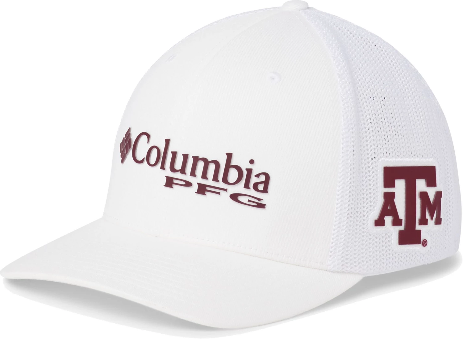 Columbia Men's Texas A&M Aggies PFG Mesh Fitted White Hat 3 Columbia Men's Texas A&M Aggies PFG Mesh Fitted White Hat