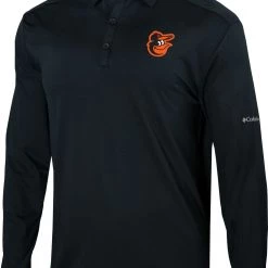 Columbia Men's Baltimore Orioles Black Pin High Long Sleeve Polo
