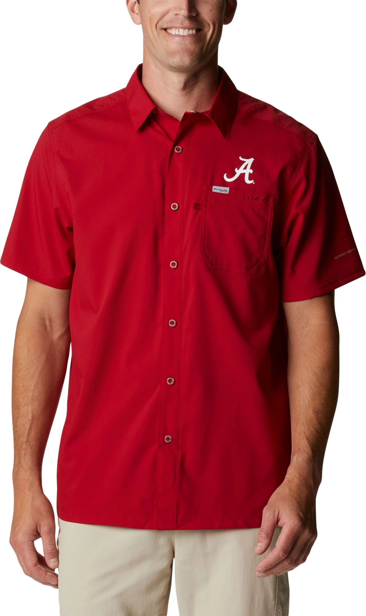 Columbia Men's Alabama Crimson Tide Crimson Slack Tide Button-Down Shirt 3 Columbia Men's Alabama Crimson Tide Crimson Slack Tide Button-Down Shirt
