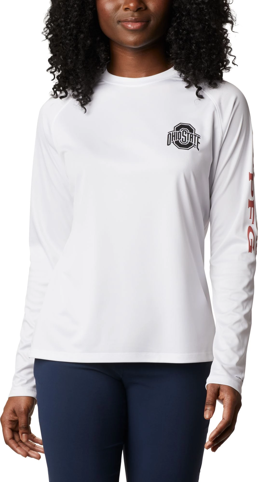 Columbia Women's Ohio State Buckeyes Tidal Long Sleeve White T-Shirt 3 Columbia Women's Ohio State Buckeyes Tidal Long Sleeve White T-Shirt