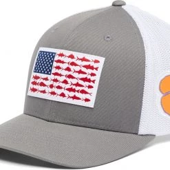 Columbia Men's Clemson Tigers Grey PFG Flag Mesh Fitted Hat