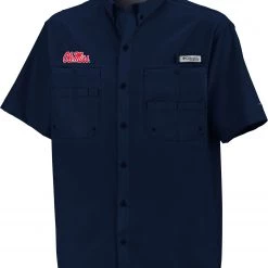 Columbia Men's Ole Miss Rebels Blue Tamiami Short Sleeve Performance Shirt