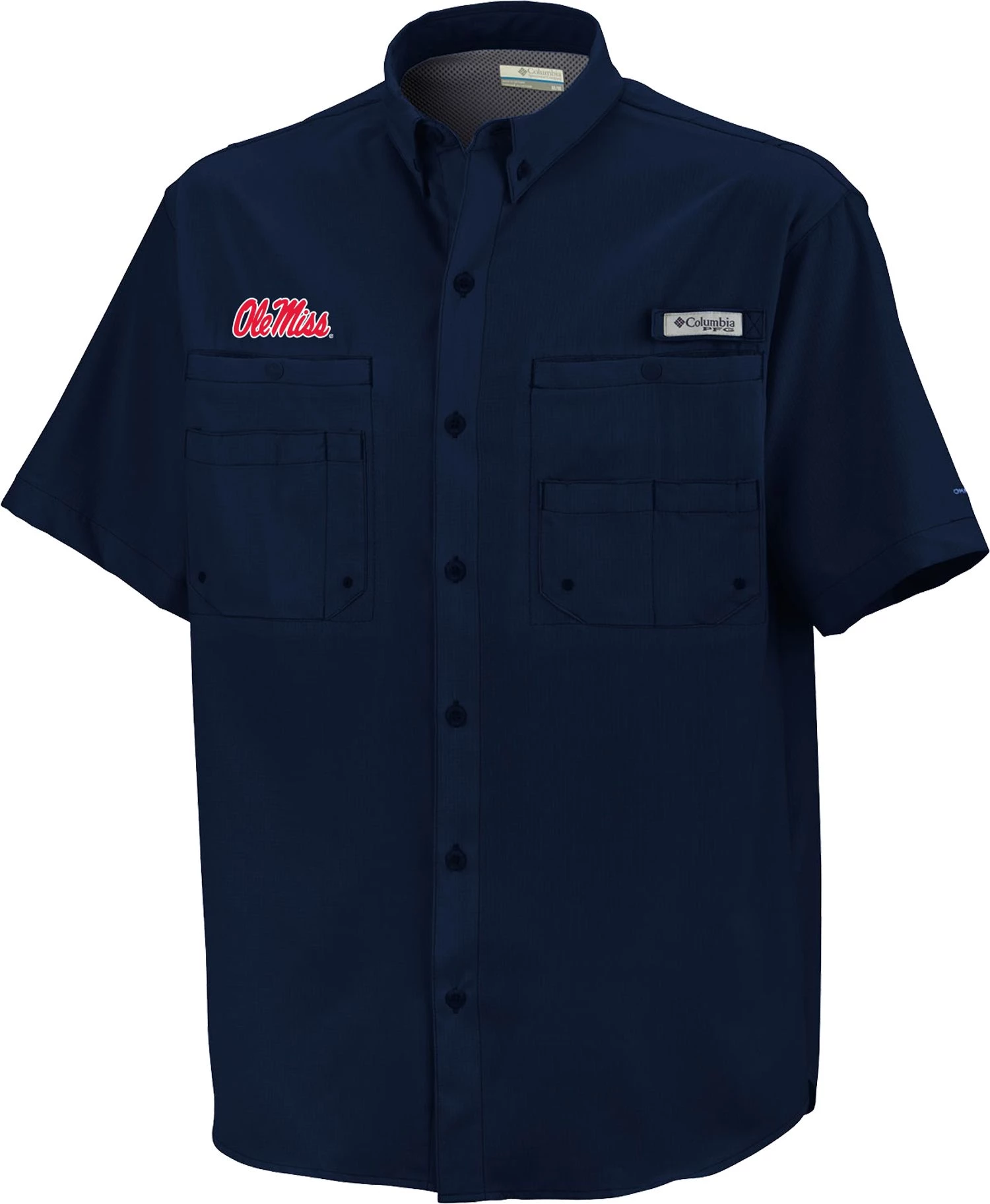 Columbia Men's Ole Miss Rebels Blue Tamiami Short Sleeve Performance Shirt 3 Columbia Men's Ole Miss Rebels Blue Tamiami Short Sleeve Performance Shirt