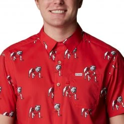 Columbia Men's Georgia Bulldogs Red Super Slack Button Down Shirt 8 Columbia Men's Georgia Bulldogs Red Super Slack Button Down Shirt -Columbia Sales Store unnamed file 4005