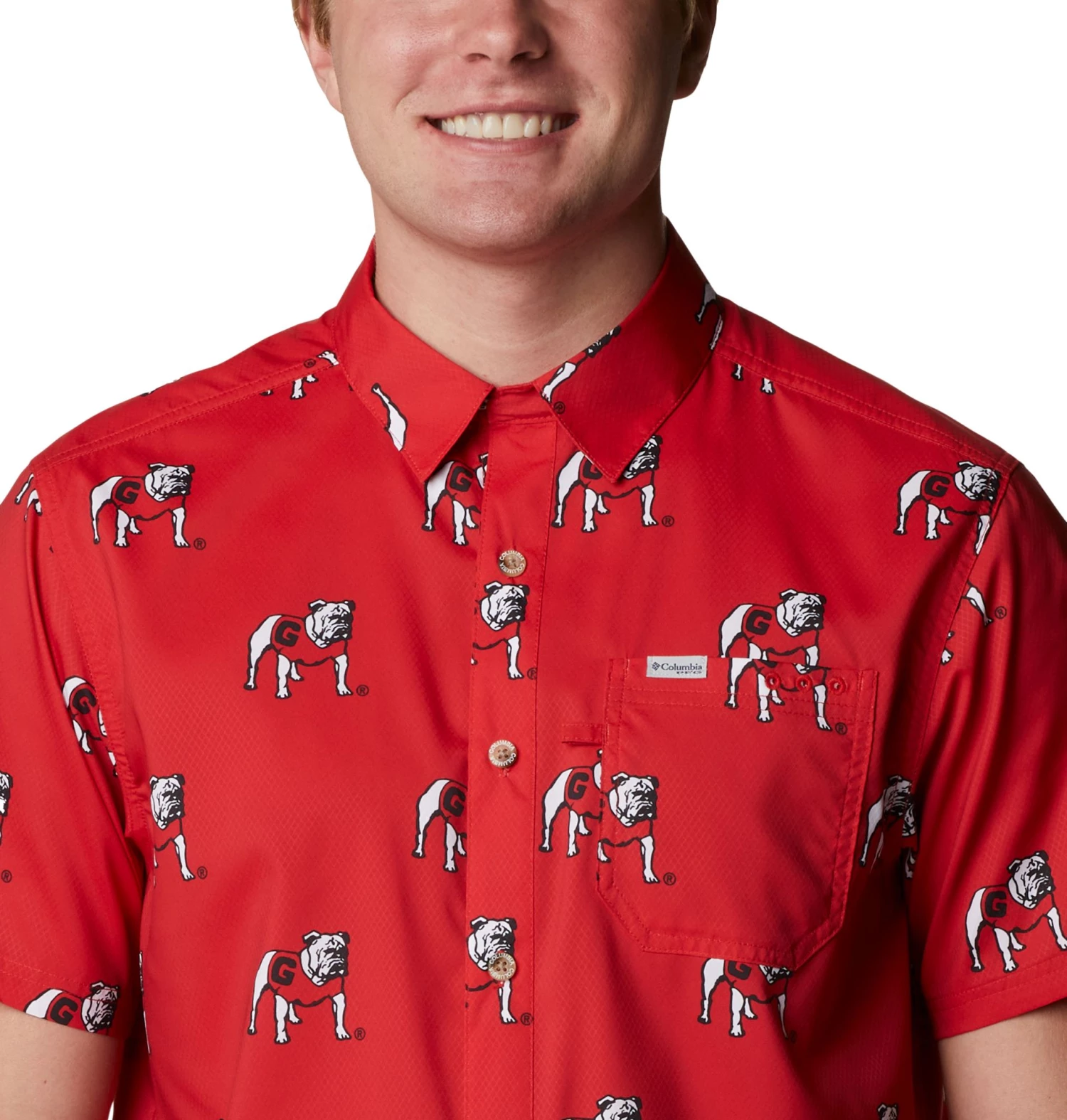 Columbia Men's Georgia Bulldogs Red Super Slack Button Down Shirt 4 Columbia Men's Georgia Bulldogs Red Super Slack Button Down Shirt - Image 2