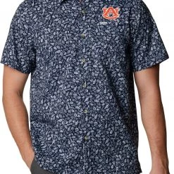 Columbia Men's Auburn Tigers Blue Slack Tide Button-Down Shirt